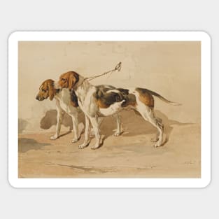 Two Beagles by Alfred de Dreux Sticker